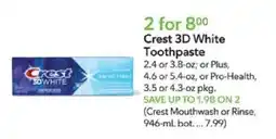 Publix Crest 3D White Toothpaste offer