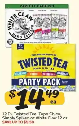 Winn Dixie 12 Pk Twisted Tea, Topo Chico, Simply Spiked or White Claw offer