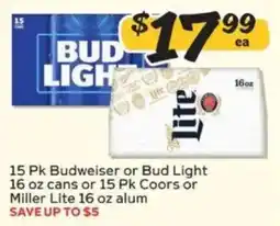 Winn Dixie 15 Pk Budweiser or Bud Light offer