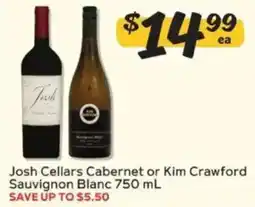 Winn Dixie Josh Cellars Cabernet or Kim Crawford Sauvignon Blanc offer