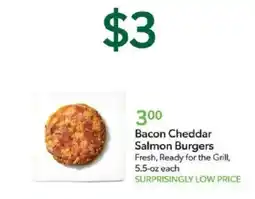 Publix Bacon Cheddar Salmon Burgers offer