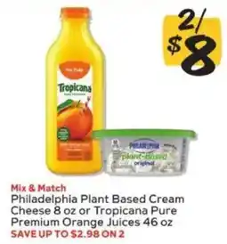 Winn Dixie Philadelphia Plant Based Cream Cheese or Tropicana Pure Premium Orange Juice offer
