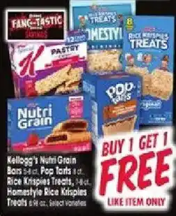 Kellogg's Nutri Grain Bars, Rice Krispies Treats, Homestyle Rice Krispies Treats