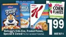 Jewel-Osco Kellogg's kids size frosted flakes, special k cereal, corn flakes offer