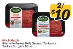 Winn Dixie Plainville Farms Ground Turkey or Turkey Burgers offer