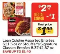 Winn Dixie Lean Cuisine Assorted Entrées or Stouffer's Signature Classics Entrées offer
