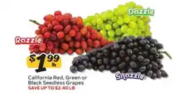 Winn Dixie Dazzle Razzle Snazzle California Red, Green or Black Seedless Grapes offer