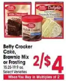Jewel-Osco Betty Crocker cake, brownie mix or frosting offer