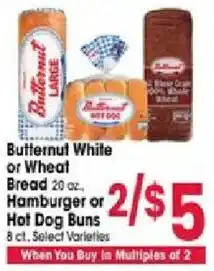 Jewel-Osco Butternut Hamburger or Hot Dog Buns offer