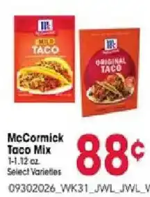 Jewel-Osco McCormick Taco Mix offer