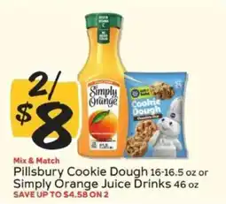 Winn Dixie Pillsbury Cookie Dough or Simply Orange Juice Drinks offer