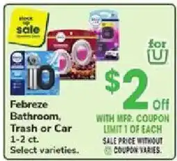Jewel-Osco Febreze Bathroom, Trash or Car offer