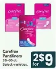 Jewel-Osco Carefree Pantiliners offer