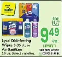 Jewel-Osco Lysol Disinfecting Wipes or Air Sanitizer offer