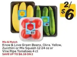 Winn Dixie Know & Love Green Beans, Okra, Yellow, Zucchini or Mix Squash or Vine Ripe Tomatoes offer