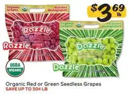 Winn Dixie Razzle Dazzle Organic Red or Green Seedless Grapes offer