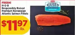 H-E-B H-E-B Responsibly Raised Premium Norwegian Atlantic Salmon Fillets offer