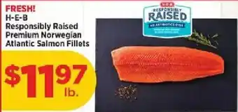 H-E-B Responsibly Raised Premium Norwegian Atlantic Salmon Fillets