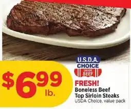H-E-B U.S.D.A. Choice Boneless Beef Top Sirloin Steaks offer