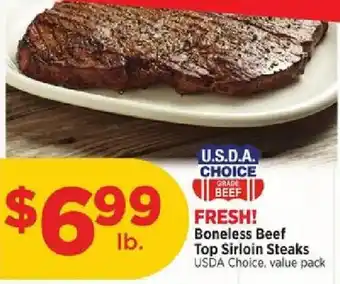 U.S.D.A. Choice Boneless Beef Top Sirloin Steaks