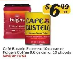 Winn Dixie Café Bustelo Espresso or Folgers Coffee offer