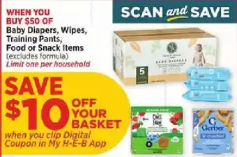 Baby Diapers, Wipes, Training Pants, Food or Snack Items