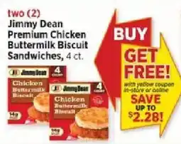H-E-B Jimmy Dean Premium Chicken Buttermilk Biscuit Sandwiches offer