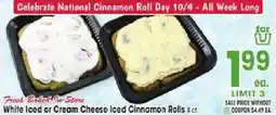Jewel-Osco Fresh Baked In Store White Iced or Cream Cheese Iced Cinnamon Rolls offer