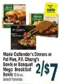 Jewel-Osco Marie Callender's Dinners or Pot Pies, P.F. Chang's Bowls or Banquet Mega Breakfast Bowls offer