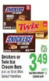 Jewel-Osco Snickers or Twix Ice Cream Bars offer