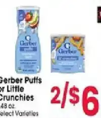 Jewel-Osco Gerber Puffs or Little Crunchies offer
