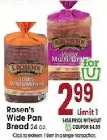 Jewel-Osco Rosen's Wide Pan Bread offer