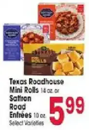 Jewel-Osco Texas Roadhouse mini rolls or saffron road entrées offer