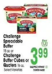 Jewel-Osco Challenge Spreadable Butter or Challenge Butter Cubes or Quarters offer