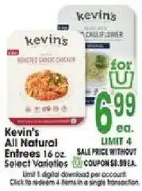 Jewel-Osco Kevin's All Natural Entrees offer