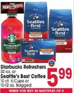 Jewel-Osco Starbucks Refreshers or Seattle's Best Coffee offer