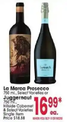 Jewel-Osco La Marca Prosecco or Juggernaut offer