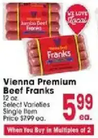 Jewel-Osco Vienna Premium Beef Franks offer