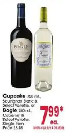 Jewel-Osco Cupcake Sauvignon Blanc & Select Varieties or Bogle Cabernet & Select Varieties offer