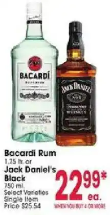 Jewel-Osco Bacardi Rum or Jack Daniel's Black offer