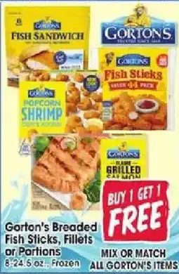 Jewel-Osco Gorton's Breaded Fish Sticks, Fillets or Portions offer