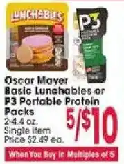 Jewel-Osco Oscar Mayer Basic Lunchables or P3 Portable Protein Packs offer