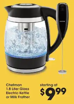 King Soopers Chefman 1.8 Liter Glass Electric Kettle or Milk Frother offer
