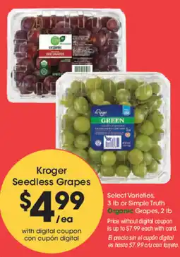 Smith's Kroger Seedless Grapes offer