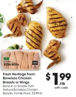 Dillons Fresh Heritage Farm Boneless Chicken Breasts or Wings offer