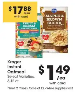 Smith's Kroger instant oatmeal offer