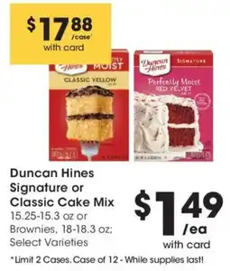 Smith's Duncan Hines Signature or Classic Cake Mix offer