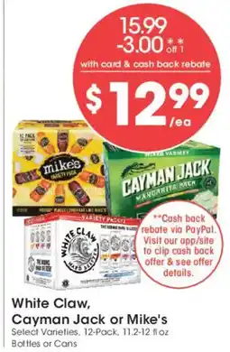 Smith's White Claw, Cayman Jack or Mike's offer