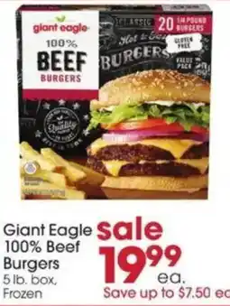 Giant Eagle Giant Eagle 100% Beef Burgers offer