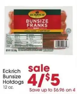 Giant Eagle Eckrich Bunsiz Hotdogs offer